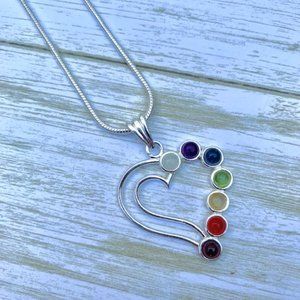 Heart Chakra Rainbow Pendant Sterling Silver Chain